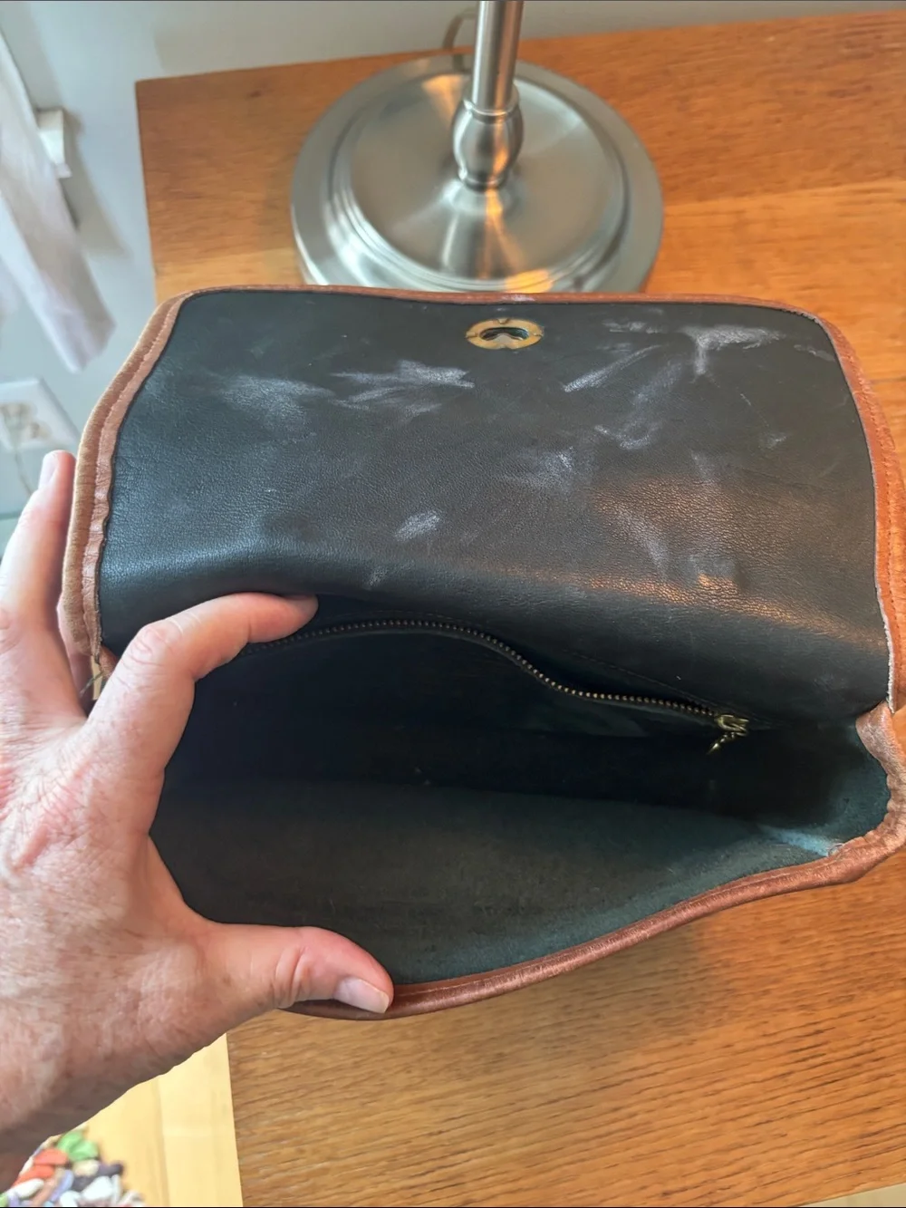 Coach Dark Green Messenger Bag with Brown Trim and Turn-Lock